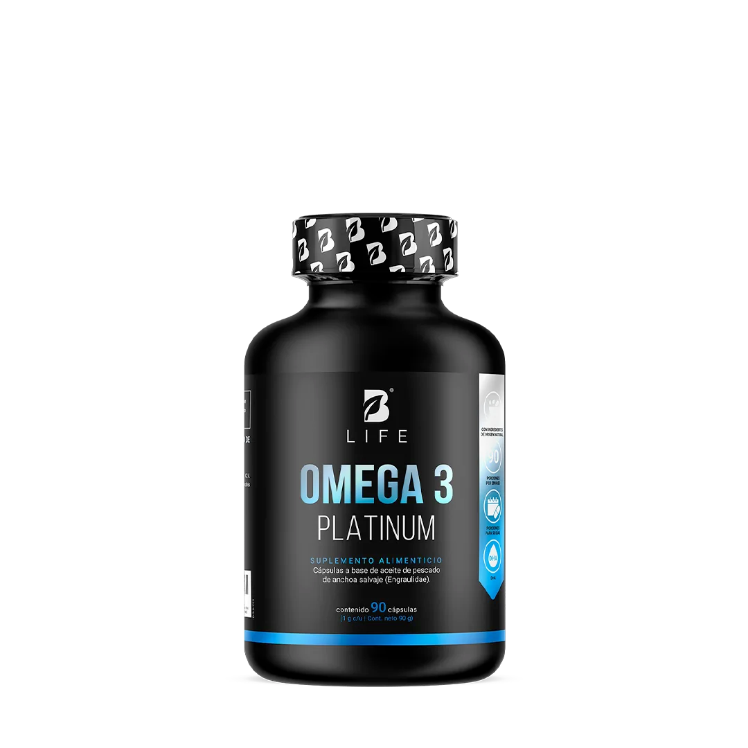 Omega 3 Platinum | Anchoa Salvaje con EPA y DHA | sin Metales Pesados | 1000 mg por porción  - 90 Caps | 1000 mg  - B Life®