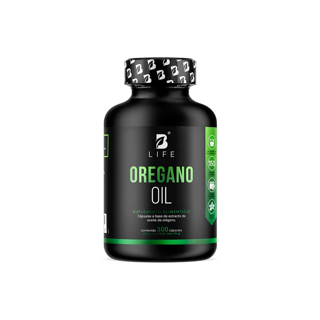 Aceite de Orégano con Carvacrol y Vitamina C | 300 mg por porción - 300 Caps | 150 mg - B Life®