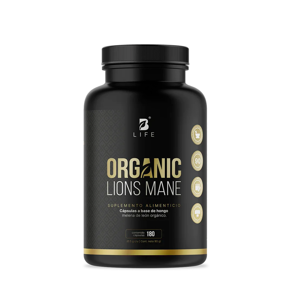 Hongo Melena de León  Orgánico | 1000 mg por porción | 180 Cápsulas  - 180 Caps | 500 mg - B Life®
