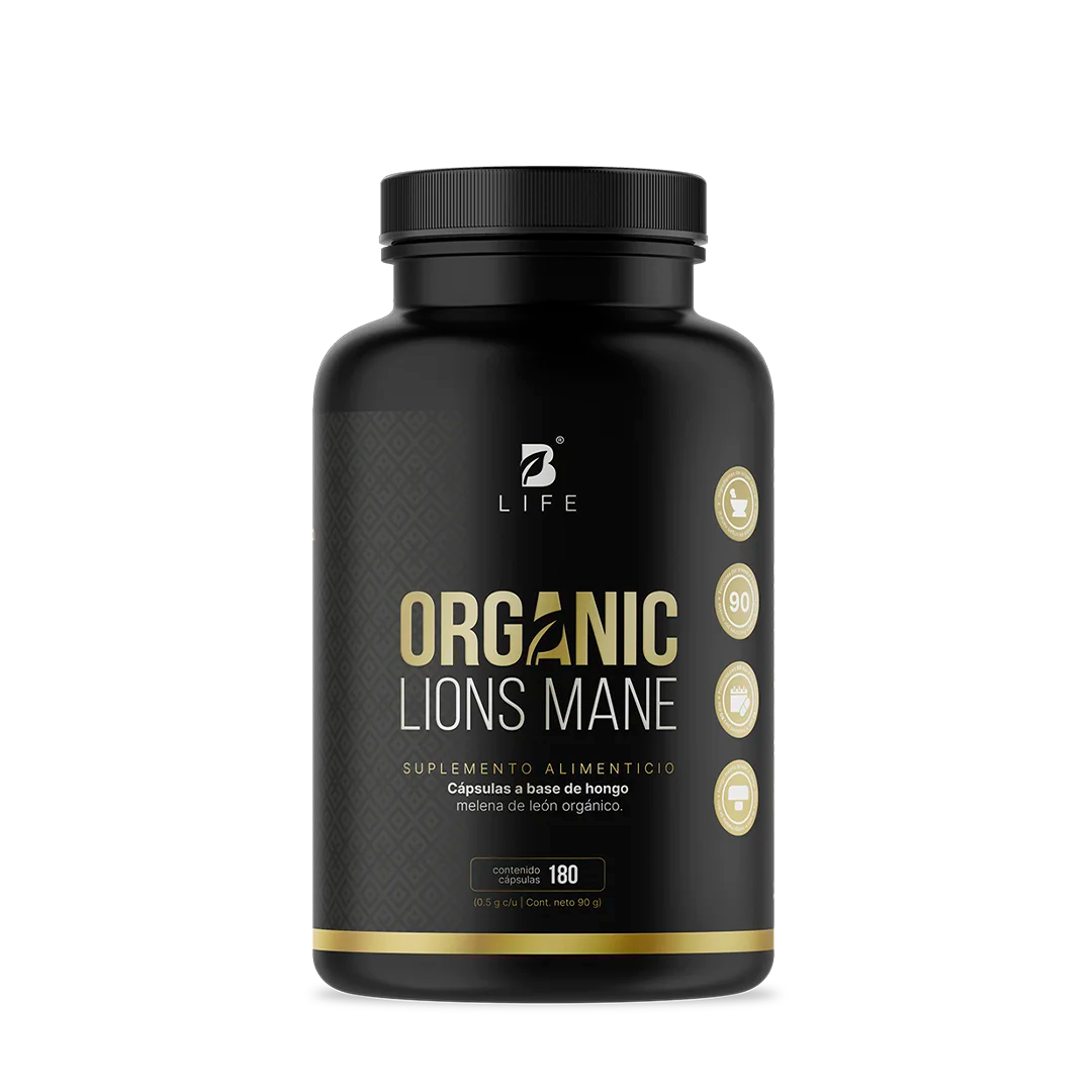 Hongo Melena de León  Orgánico | 1000 mg por porción | 180 Cápsulas  - 180 Caps | 500 mg - B Life®