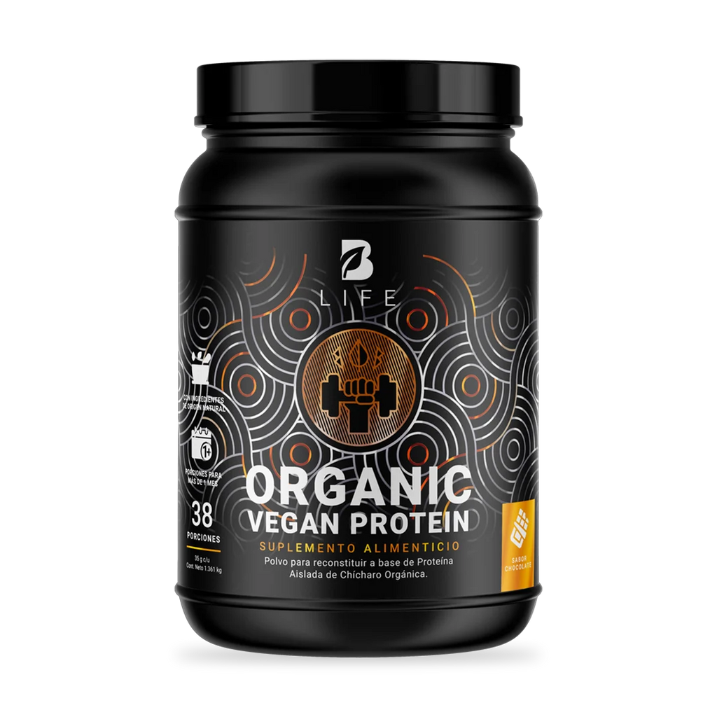 Proteína Orgánica Vegana sabor Chocolate | Sin azúcar Añadida | 3 Libras  - 38 Porciones - B Life®