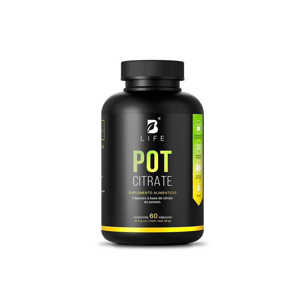 Fórmula Pura de Citrato de Potasio | 383 mg  Porción | 60 Cápsulas - 60 caps | 500 mg - B Life®