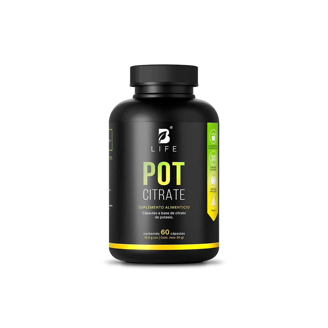 Fórmula Pura de Citrato de Potasio | 383 mg  Porción | 60 Cápsulas - 60 caps | 500 mg - B Life®