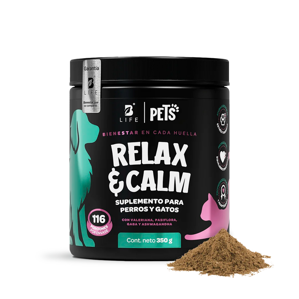 Relax & Calm | Suplemento para Perros y Gatos | con Magnesio, Valeriana y GABA | 350g | Sabor Res - 350g - B Life®