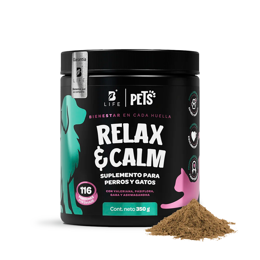 Relax & Calm | Suplemento para Perros y Gatos | con Magnesio, Valeriana y GABA | 350g | Sabor Res - 350g - B Life®