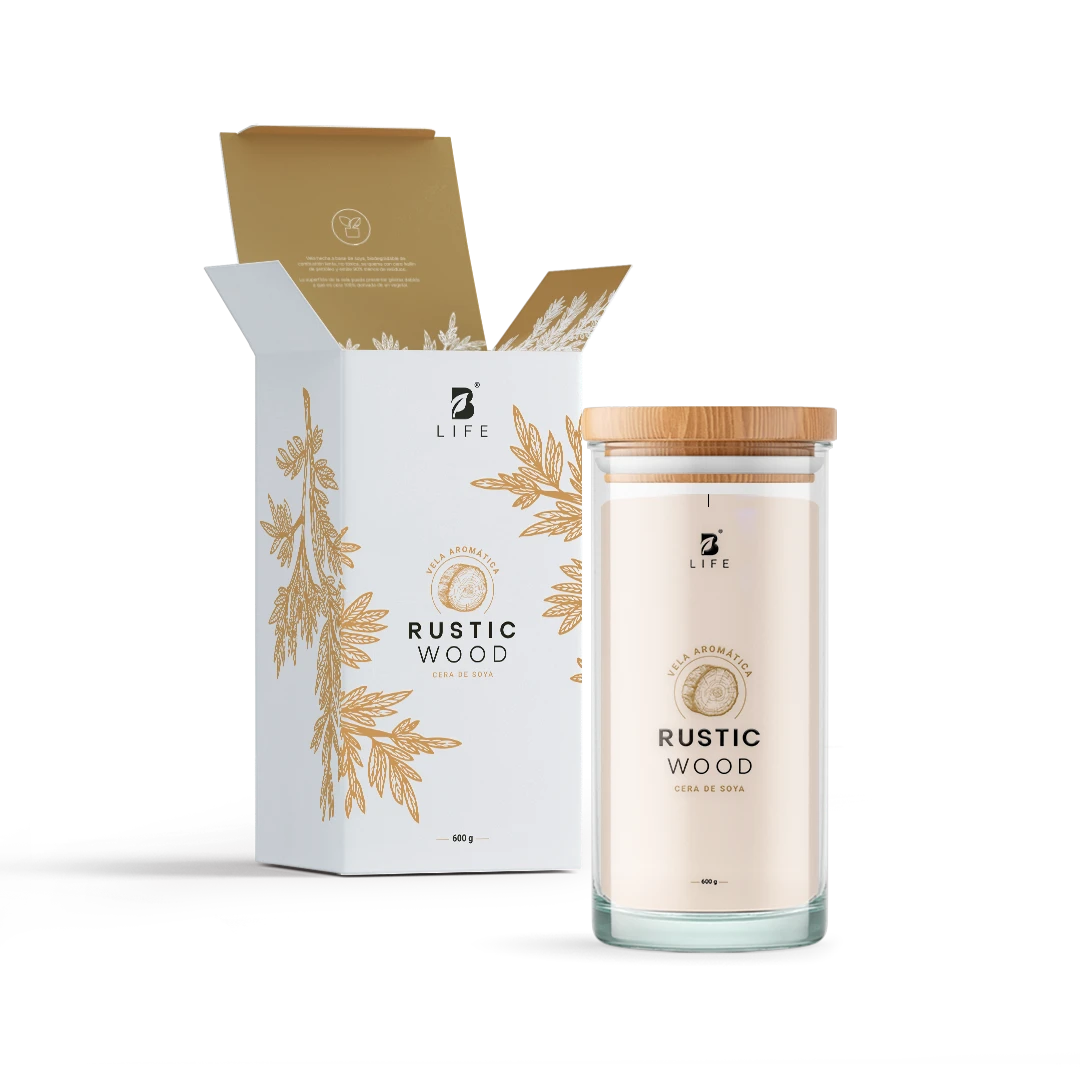 Rustic Wood Aromatic Candle | Vela Aromática Madera de Oud 600 g - 600 g - B Life®