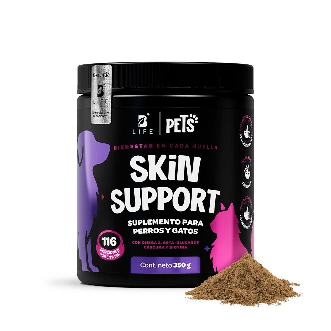 Suplemento en Polvo para Perros y Gatos | Omega 3, Cúrcuma, Complejo B y Biotina | 350 g | Sabor Res - 350 g - B Life®
