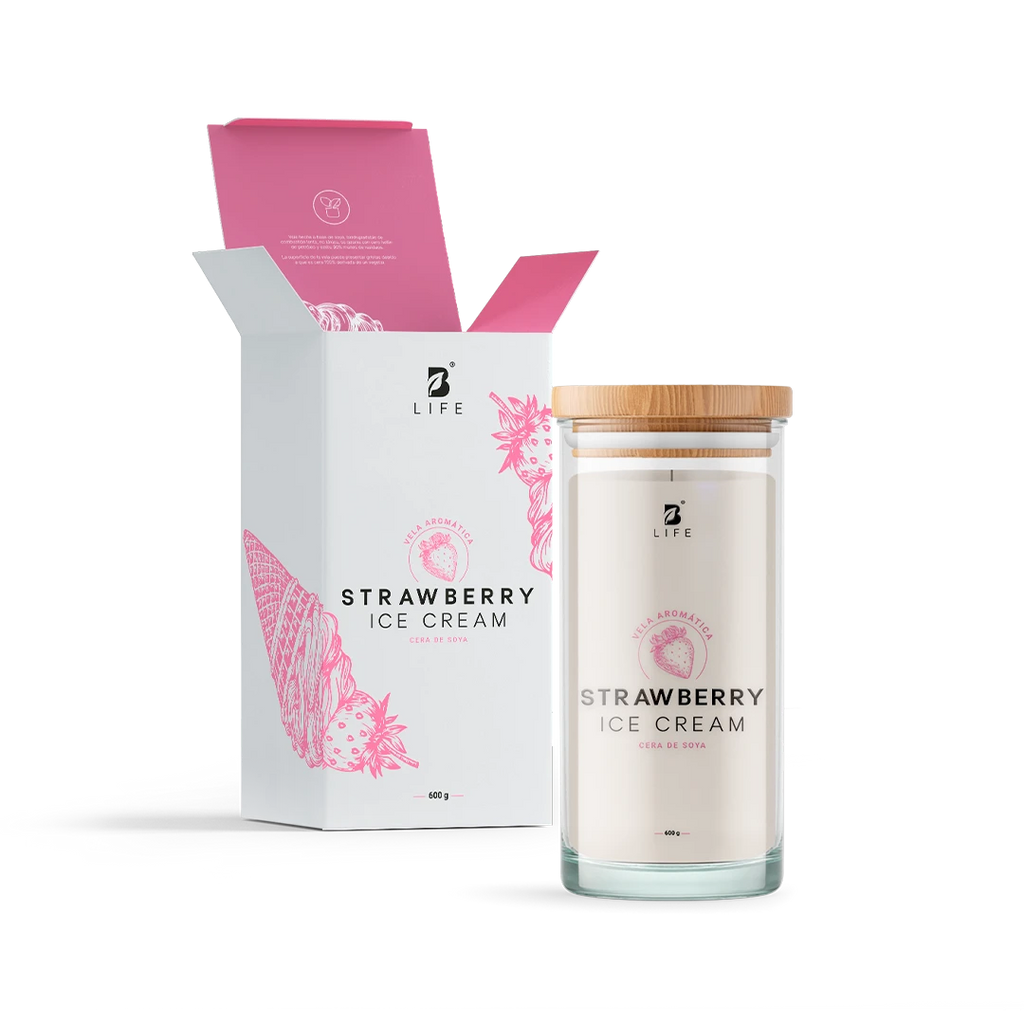 Strawberry Ice Cream Aromatic Candle | Vela Aromática Helado de Fresa 600 g - 600 g - B Life®
