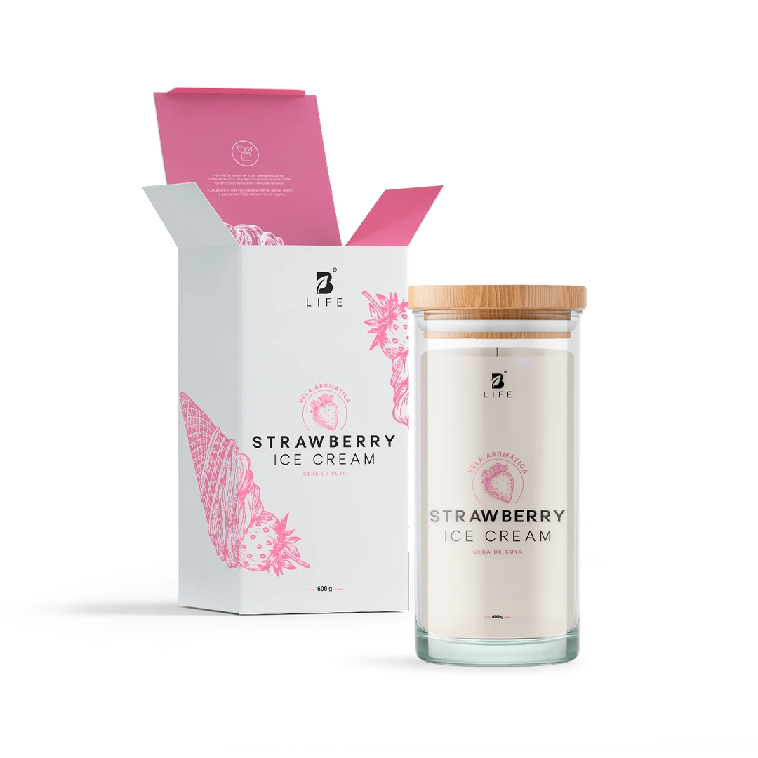 Strawberry Ice Cream Aromatic Candle | Vela Aromática Helado de Fresa 600 g - 600 g - B Life®